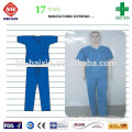 High quality V-shape neck nonwoven disposable scrub suit visitor gown doctor cap
